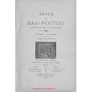 Revue du Bas-Poitou 1933 – 4eme livraison