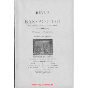 Revue du Bas-Poitou 1934 – 3 et 4eme livraisons