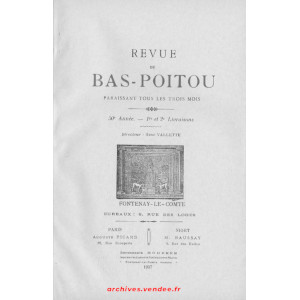 Revue du Bas-Poitou 1937 – 1ere  et 2eme livraisons