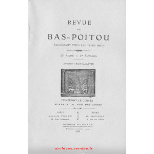 Revue du Bas-Poitou 1938 – 1ere livraison