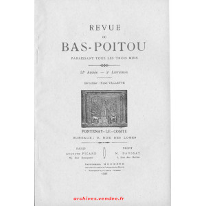 Revue du Bas-Poitou 1938 – 2eme livraison