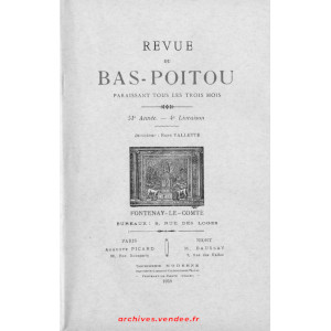 Revue du Bas-Poitou 1938 – 4eme livraison
