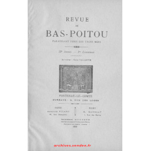Revue du Bas-Poitou 1939 – 1ere livraison