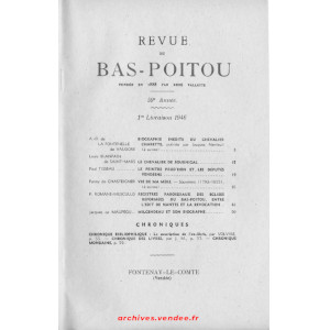 Revue du Bas-Poitou 1946 – 1ere livraison