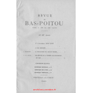 Revue du Bas-Poitou 1948 – 1949 – 1ere livraison