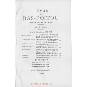 Revue du Bas-Poitou 1952 – 1953 – 2eme et 3eme livraisons