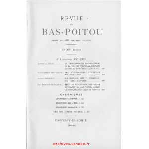 Revue du Bas-Poitou 1952 – 1953 – 4eme livraison