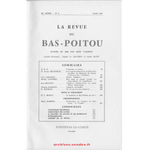 Revue du Bas-Poitou 1957 –  2eme livraison