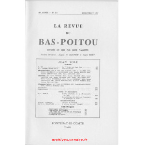 Revue du Bas-Poitou 1957 –  3eme et  4eme livraisons