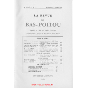 Revue du Bas-Poitou 1958 –  5eme livraison