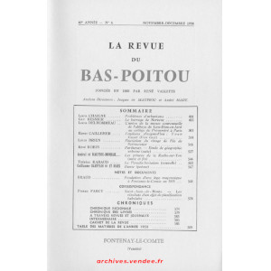 Revue du Bas-Poitou 1958 –  6eme livraison
