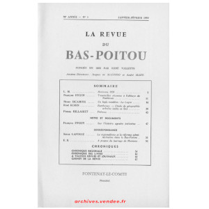 Revue du Bas-Poitou 1959 –  1ere livraison