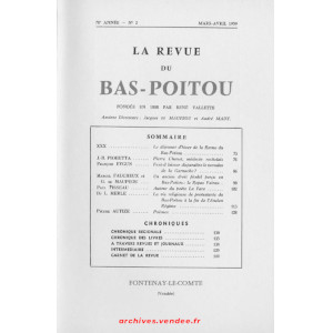 Revue du Bas-Poitou 1959 –  2eme livraison