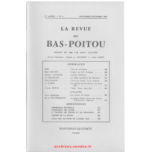 Revue du Bas-Poitou 1960 – 6eme livraison