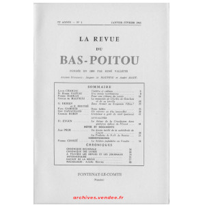 Revue du Bas-Poitou 1961 – 1ere livraison
