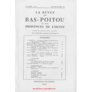 Revue du Bas-Poitou 1962 – 1ere livraison