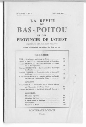 Revue du Bas-Poitou 1963 – 3eme livraison