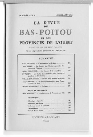 Revue du Bas-Poitou 1963 – 4eme livraison
