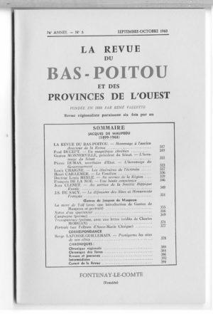 Revue du Bas-Poitou 1963 – 5eme livraison