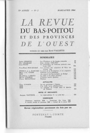 Revue du Bas-Poitou 1964 – 2eme livraison