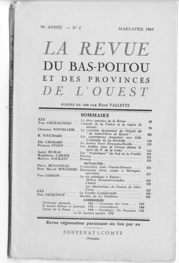 Revue du Bas-Poitou 1965 - 2eme livraison