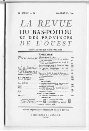 Revue du Bas-Poitou 1966 – 2eme livraison