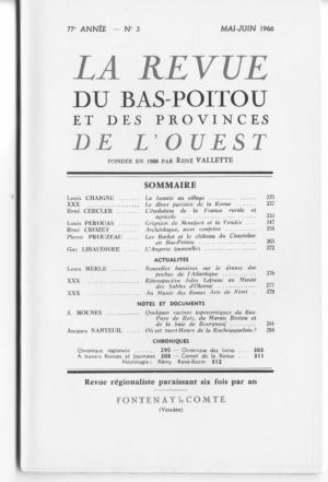 Revue du Bas-Poitou 1966 – 3eme livraison