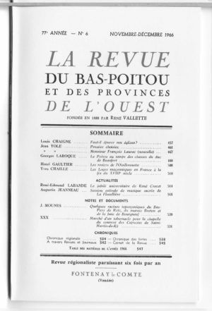 Revue du Bas-Poitou 1966 – 6eme livraison