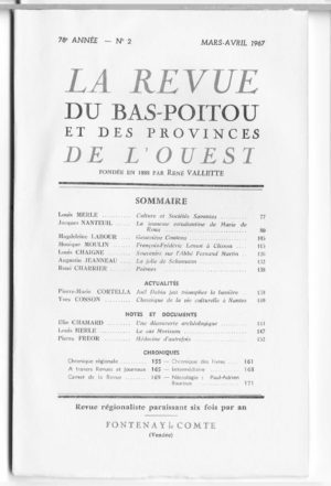 Revue du Bas-Poitou 1967 – 2eme livraison