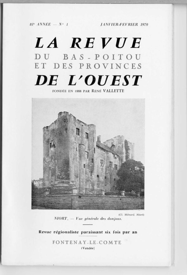 Revue du Bas-Poitou 1970 - 1ere livraison