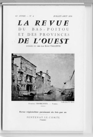 Revue du Bas-Poitou 1970 –  4eme livraison
