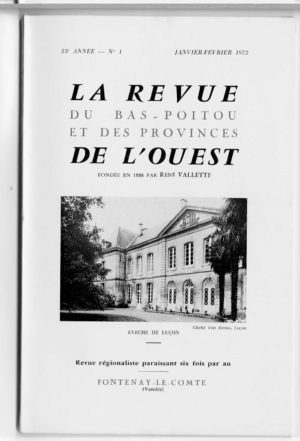 Revue du Bas-Poitou 1972 – 1ere livraison